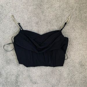 EUC CORSET STYLE RHINESTONE STRAP CROP
